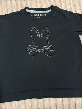 Psycho Bunny Black Short-Sleeve Tee with Raised Logo